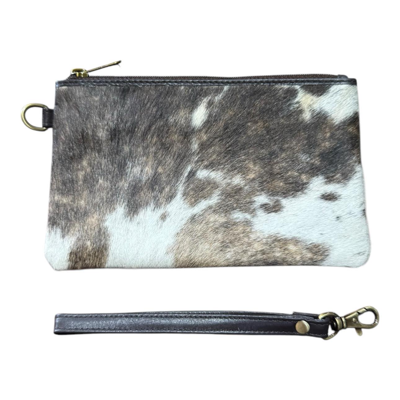 ‘Toronto' Leather Cowhide Clutch - Brown