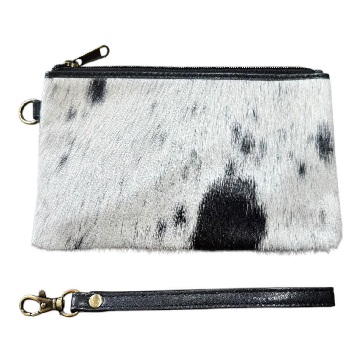 ‘Toronto' Leather Cowhide Clutch - Black