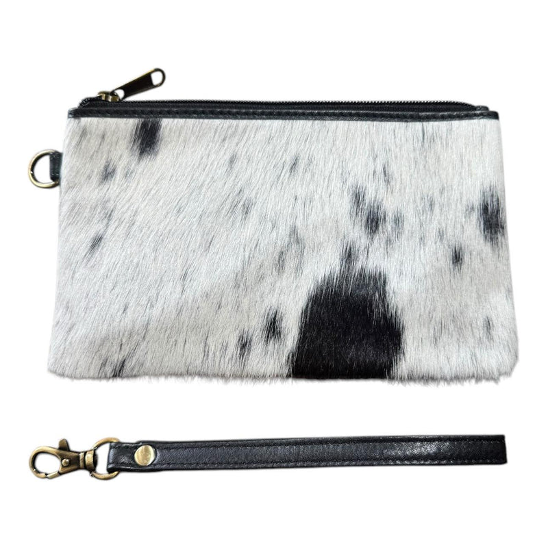 ‘Toronto' Leather Cowhide Clutch - Black