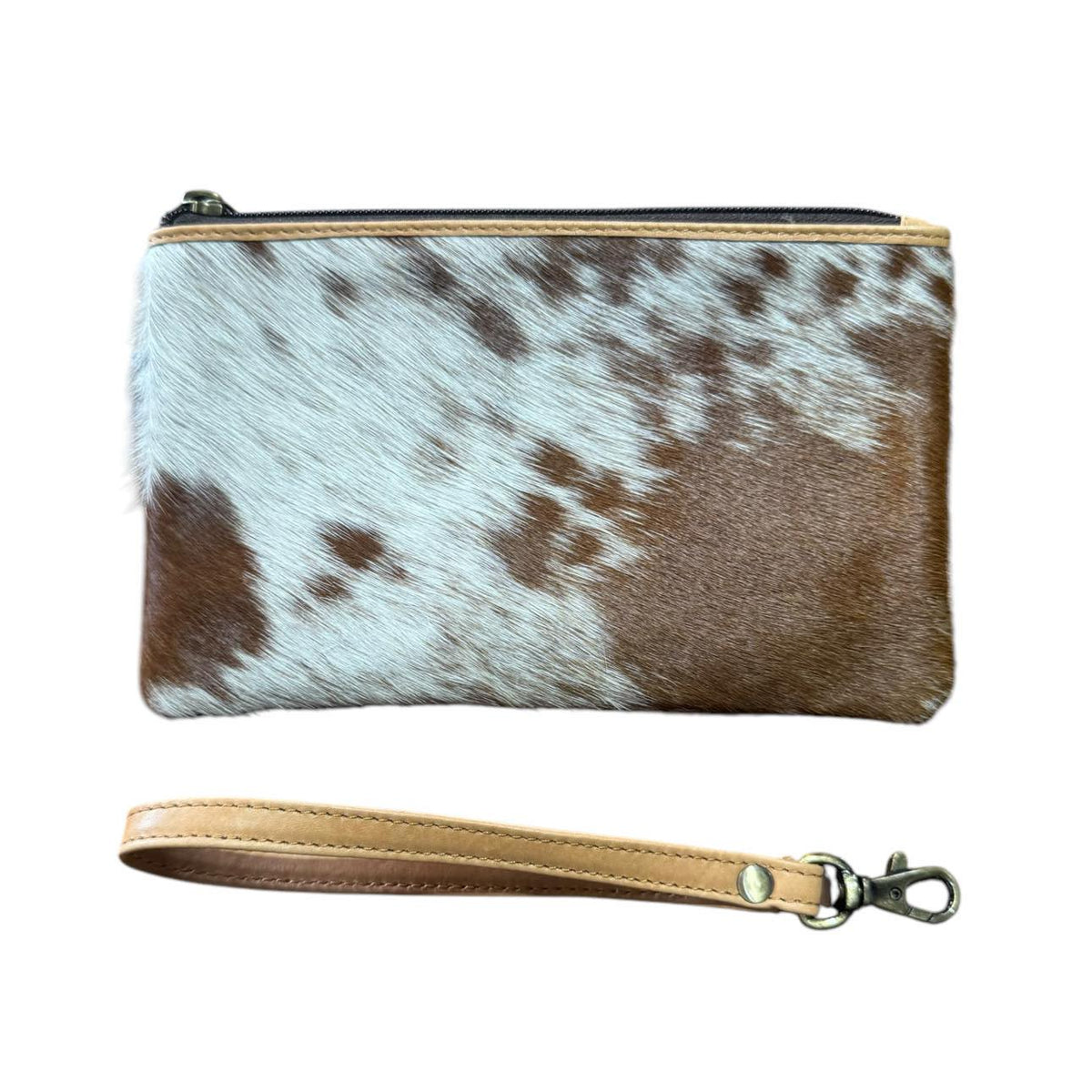 ‘Toronto' Leather Cowhide Clutch - Tan