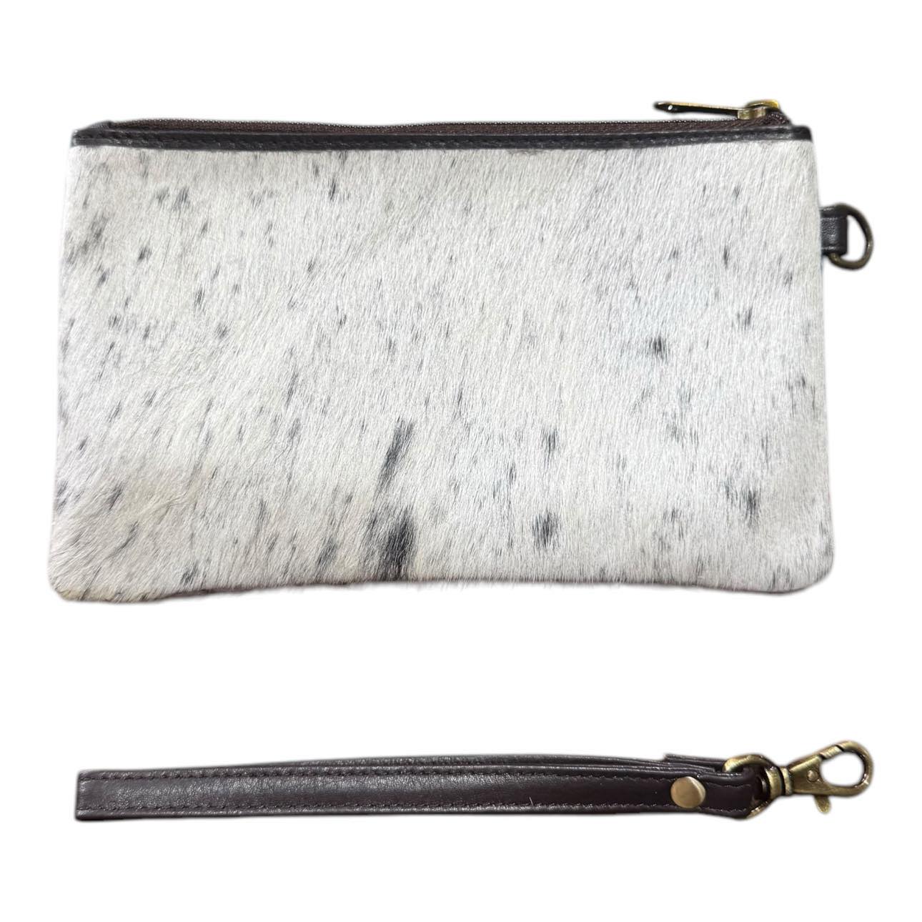 ‘Toronto' Leather Cowhide Clutch - Brown