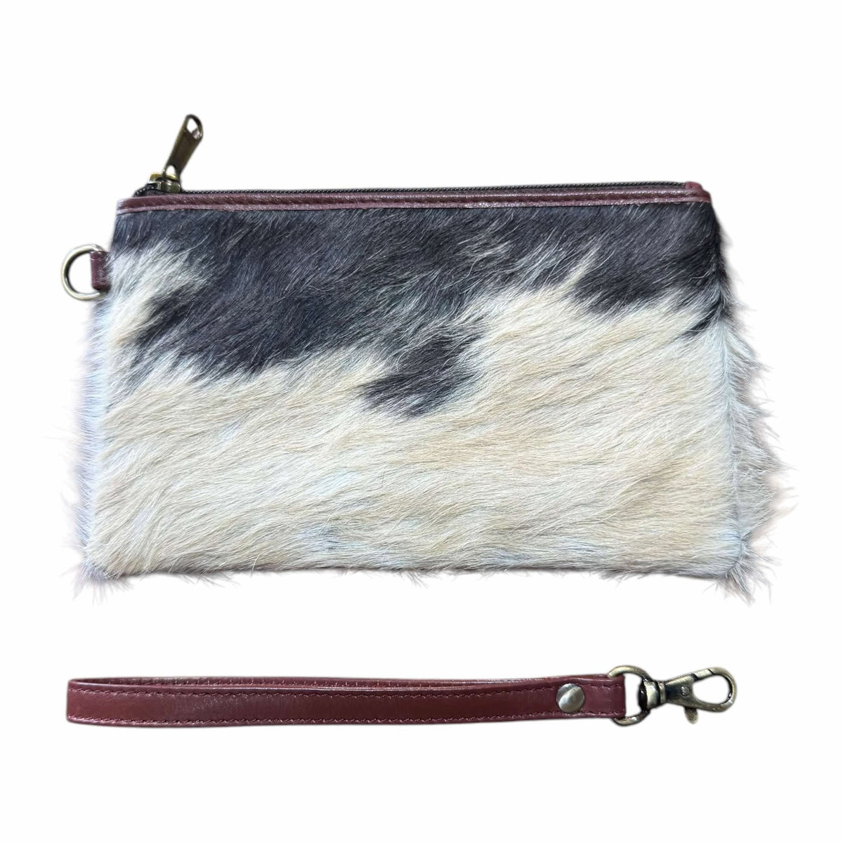 ‘Toronto' Leather Cowhide Clutch - Masala Brown