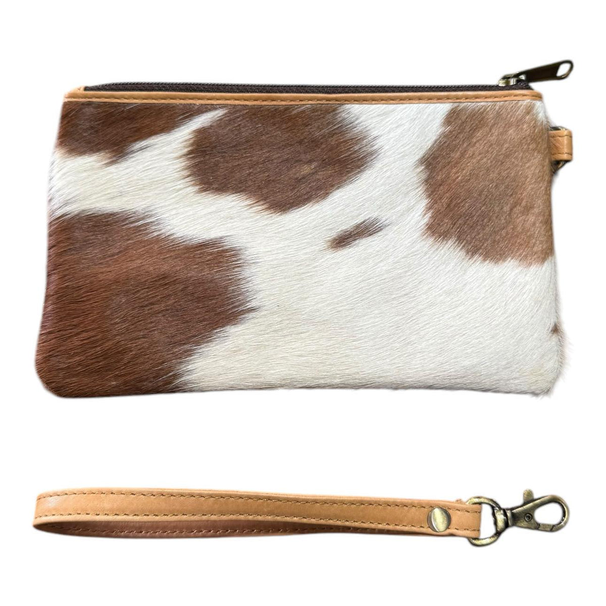 ‘Toronto' Leather Cowhide Clutch - Tan