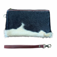 ‘Toronto' Leather Cowhide Clutch - Masala Brown