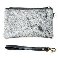 ‘Toronto' Leather Cowhide Clutch - Black
