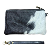 ‘Toronto' Leather Cowhide Clutch - Black