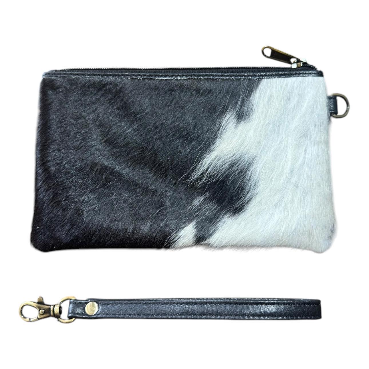 ‘Toronto' Leather Cowhide Clutch - Black