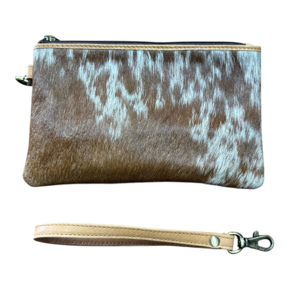 ‘Toronto' Leather Cowhide Clutch - Tan