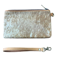 ‘Toronto' Leather Cowhide Clutch - Tan