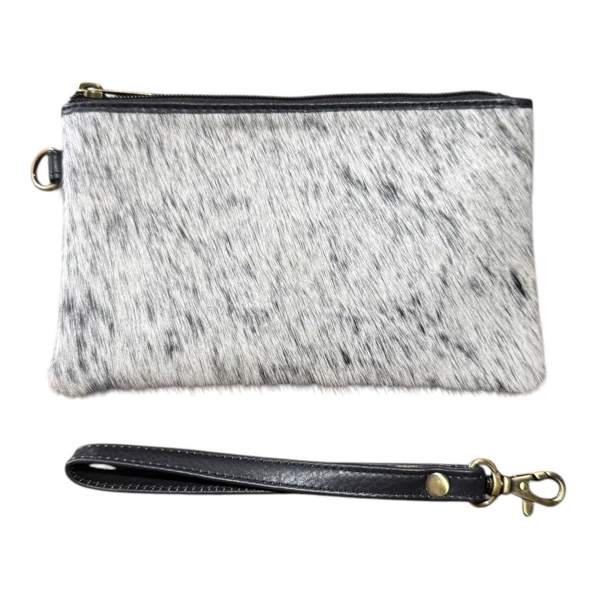 ‘Toronto' Leather Cowhide Clutch - Black