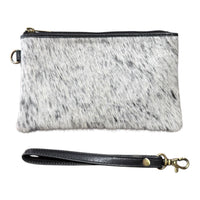 ‘Toronto' Leather Cowhide Clutch - Black