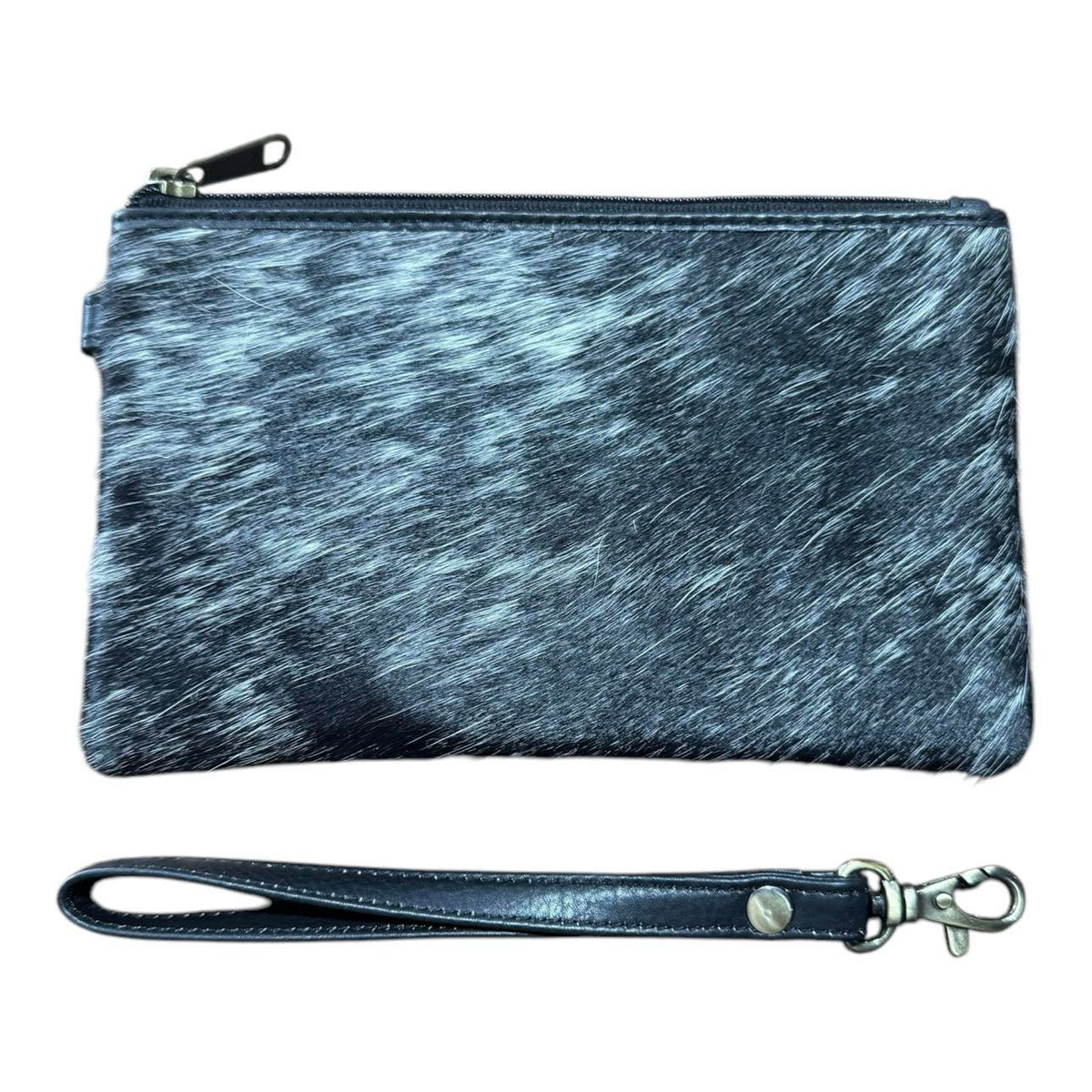 ‘Toronto' Leather Cowhide Clutch - Black