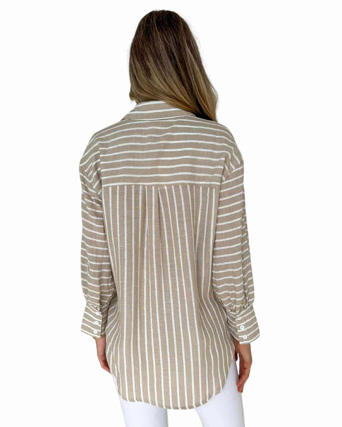 'Nina' Stripe Shirt - Beige