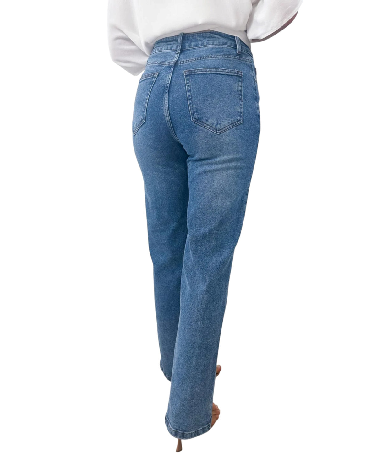 'Sarah' Straight Leg Jeans - Mid Blue
