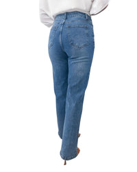 'Sarah' Straight Leg Jeans - Mid Blue