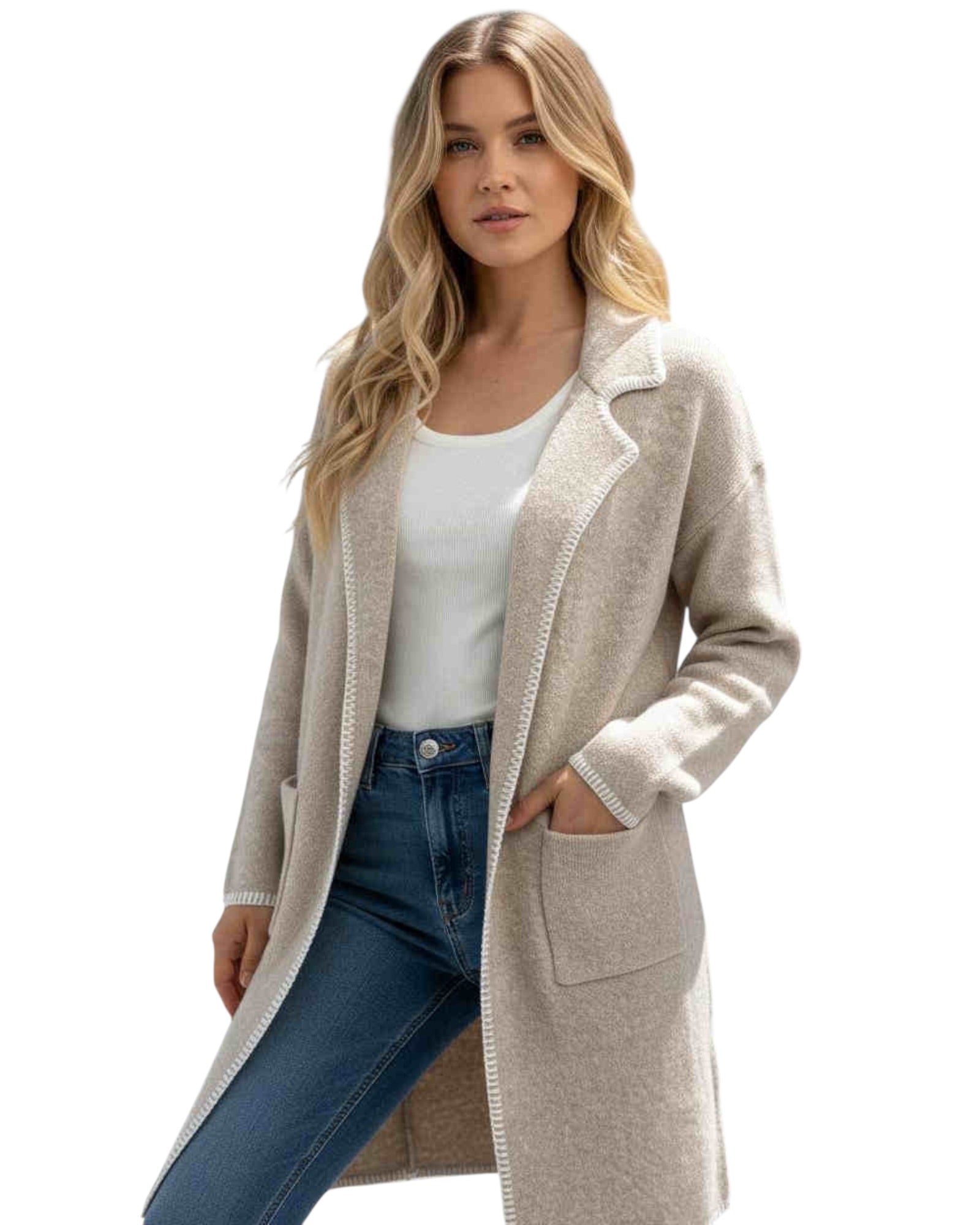 'Tamara' Knit Cardigan - Latte