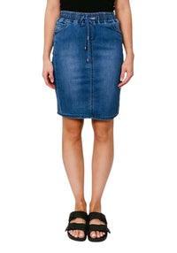 'Michelle' Elastic Waist Denim Skirt