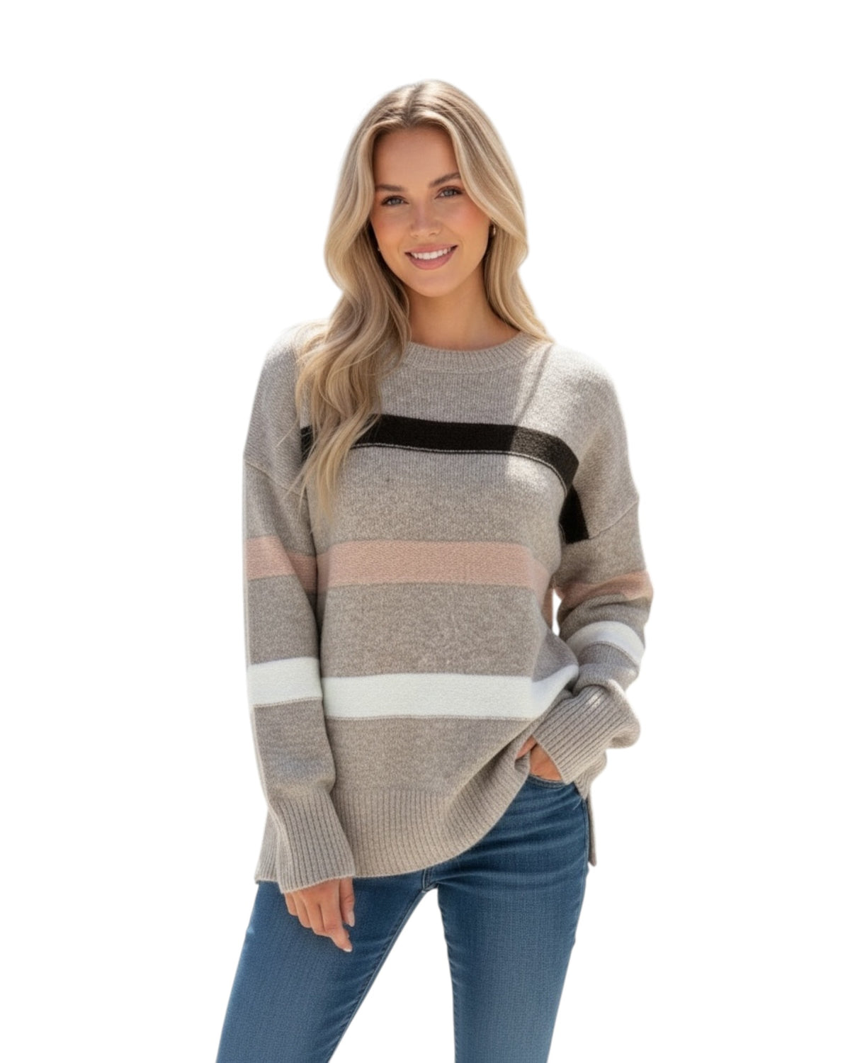 'Lacey' Stripe Knit - Brown