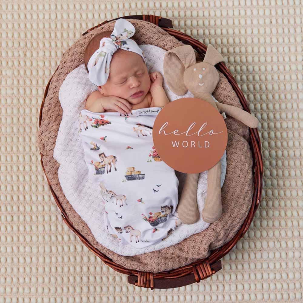 Pony Pals Organic Snuggle Swaddle & Topknot Set