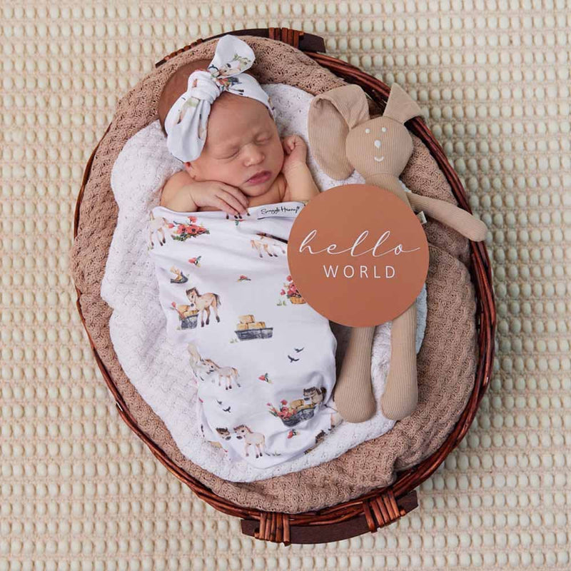 Pony Pals Organic Snuggle Swaddle & Topknot Set