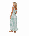 'Natalie' Gingham Shirred Dress - Sage