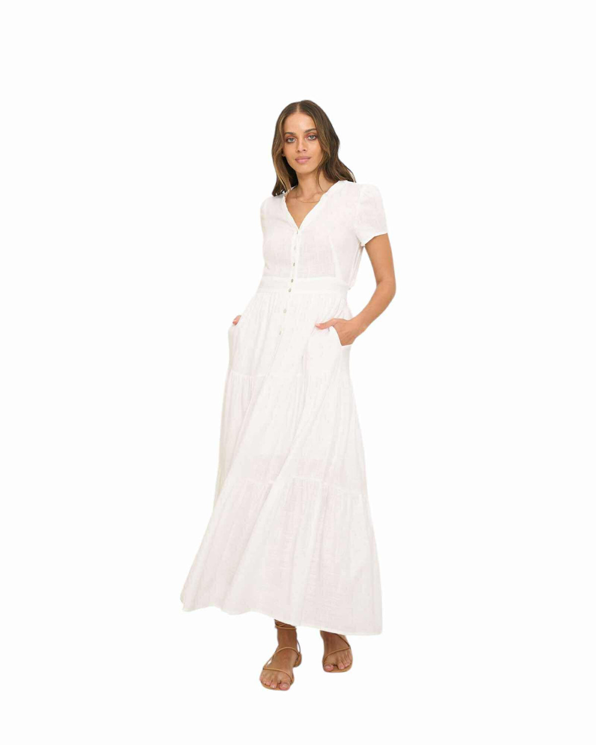 'Claudia' Linen Maxi Dress - White