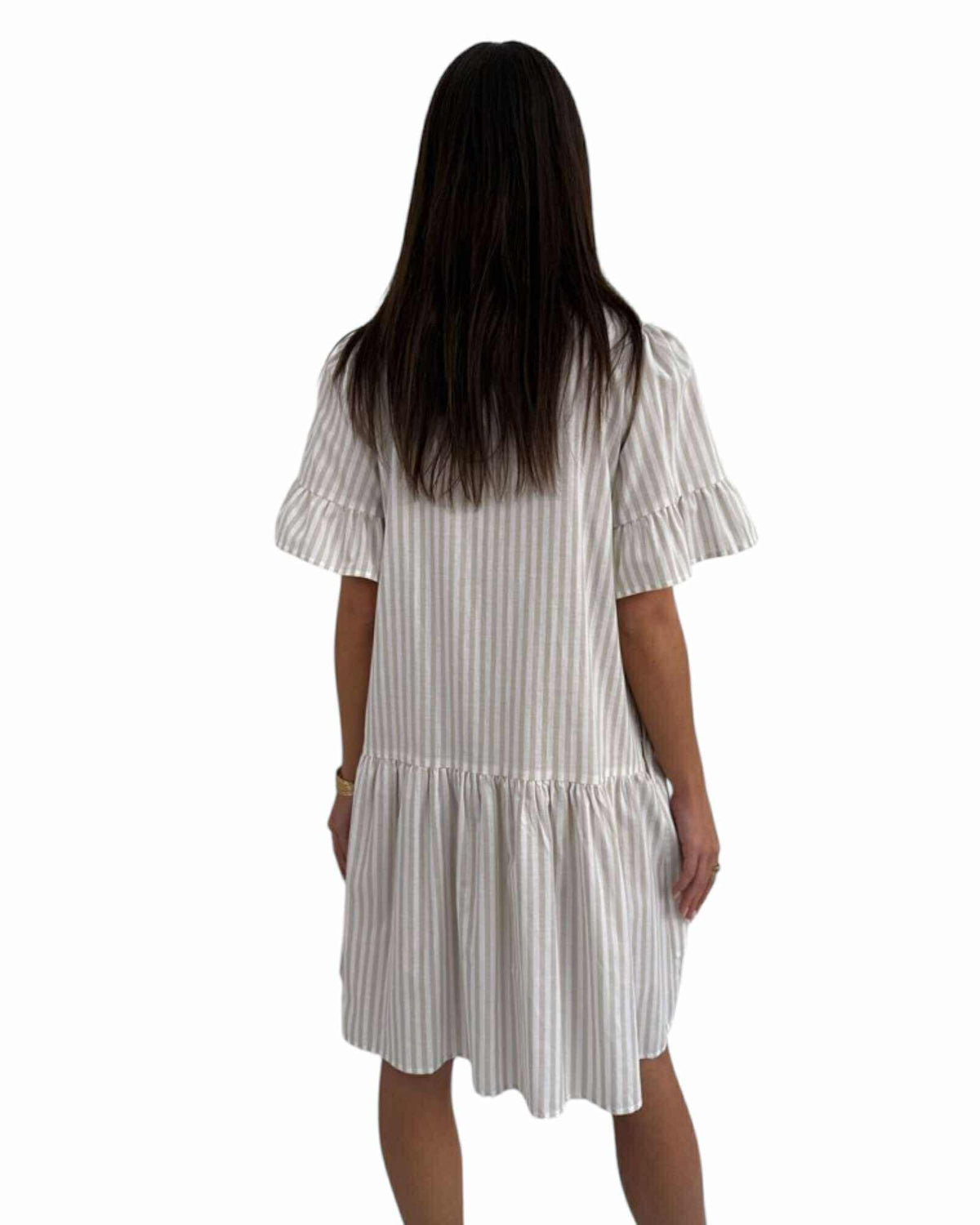 'Kayla' Stripe Dress - Beige