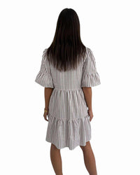 'Kayla' Stripe Dress - Chocolate