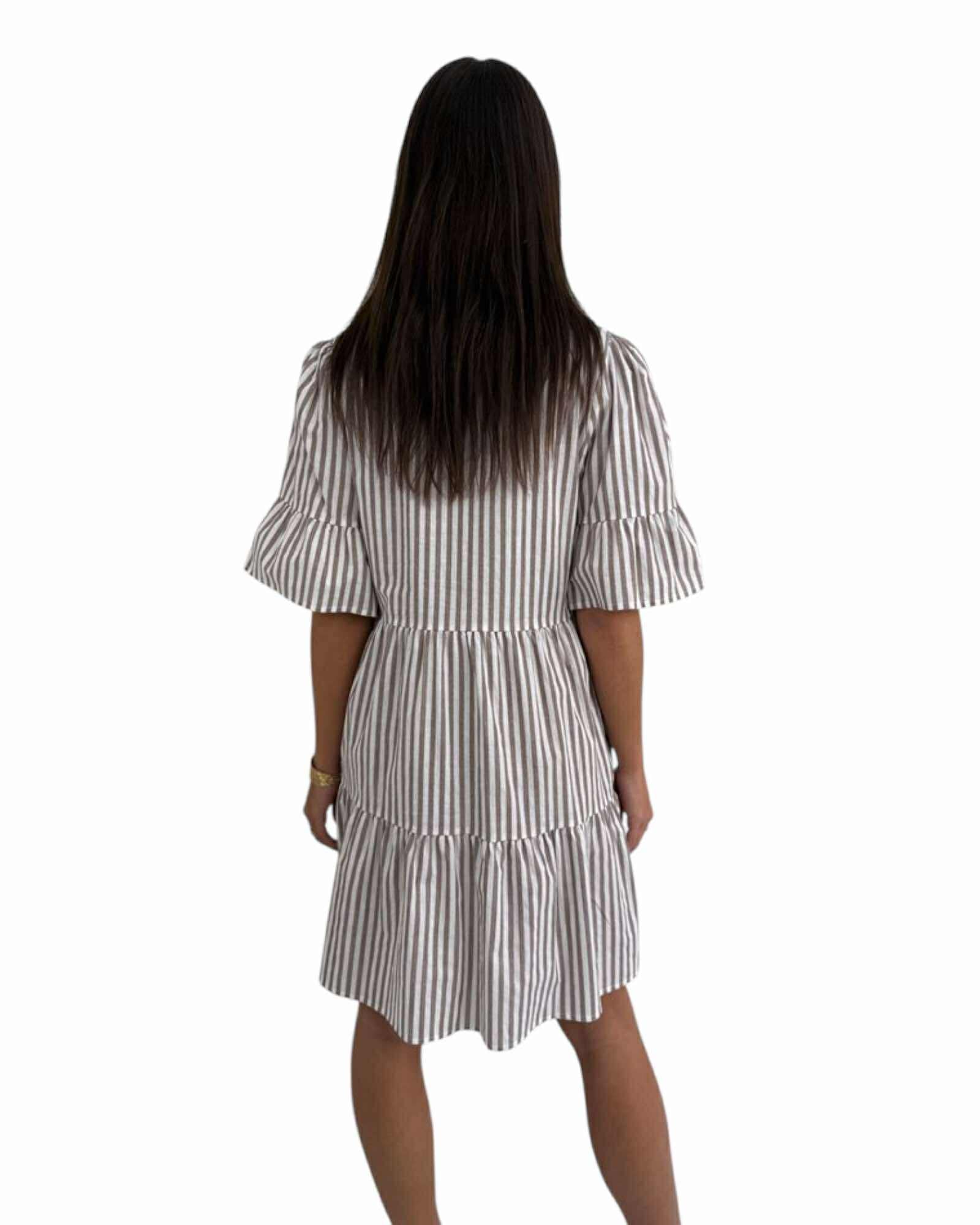 'Kayla' Stripe Dress - Chocolate