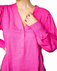 'Katrina' Linen Blouse - Pink