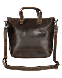 Leather Crossbody Mini Tote - Brown