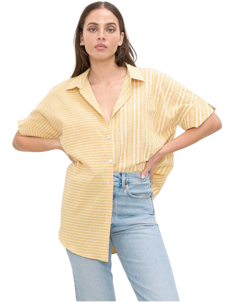 'Laini' Oversize Stripe Top - Yellow