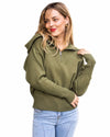 'Jess' Quarter Zip Jumper - Olive