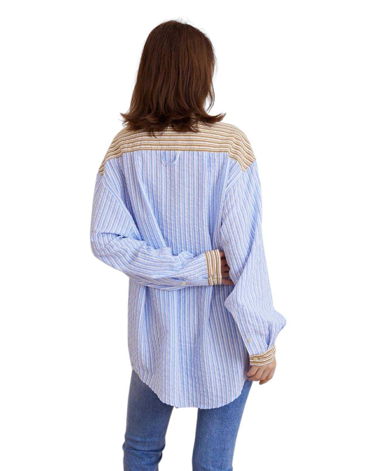 'Georgie' Stripe Shirt - Blue/Mustard