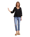'Cali' Lace Sleeve Top - Black