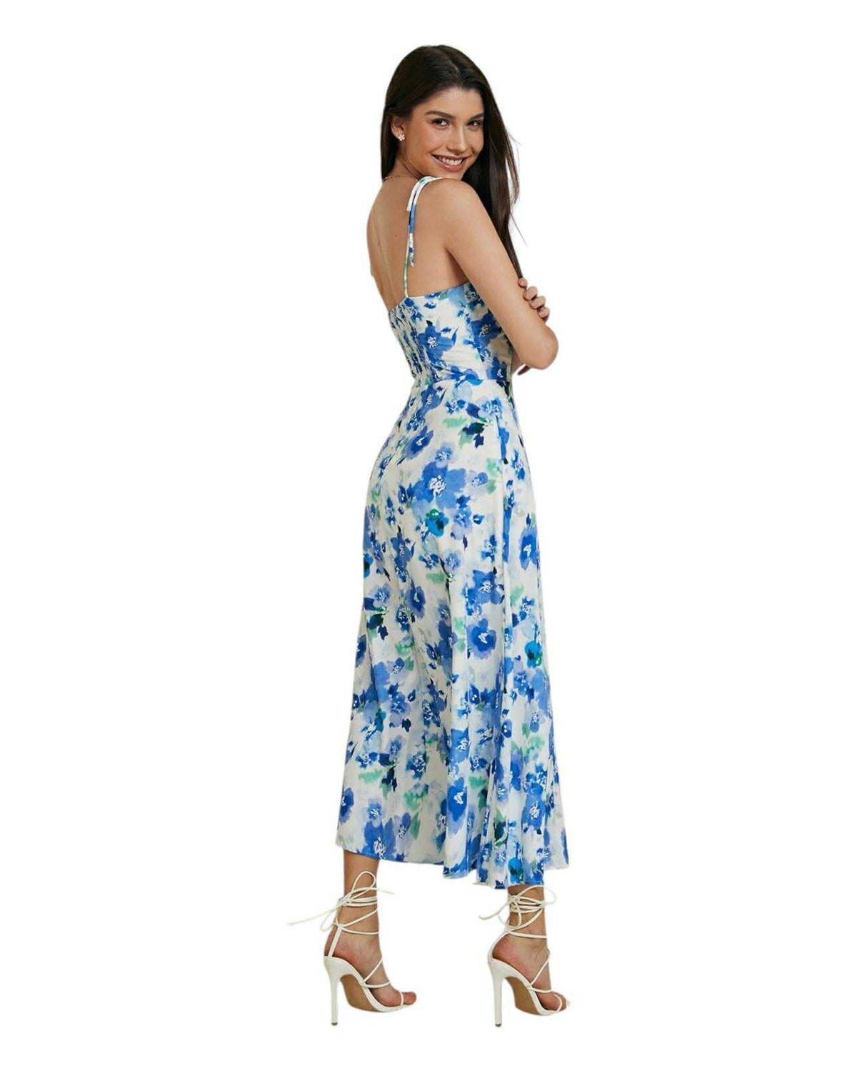 ‘Kaitlyn' Midi Dress - Blue Floral