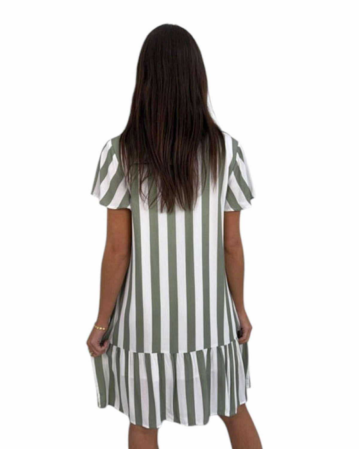 'Bronte' Stripe Dress - Sage
