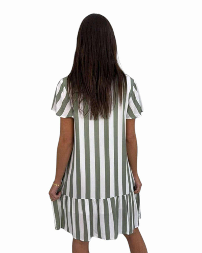 'Bronte' Stripe Dress - Sage