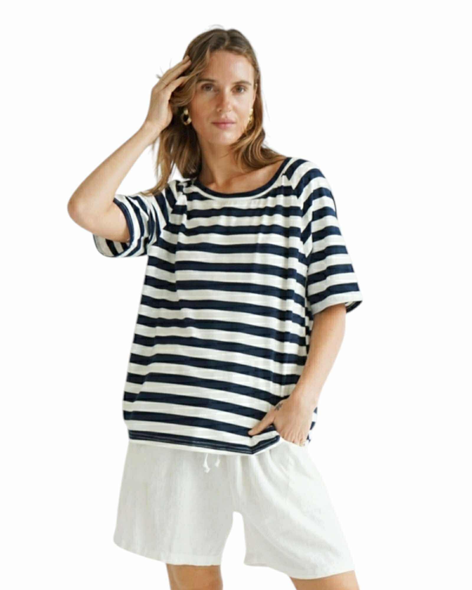 'Dolly' Thick Stripe T-Shirt - Navy