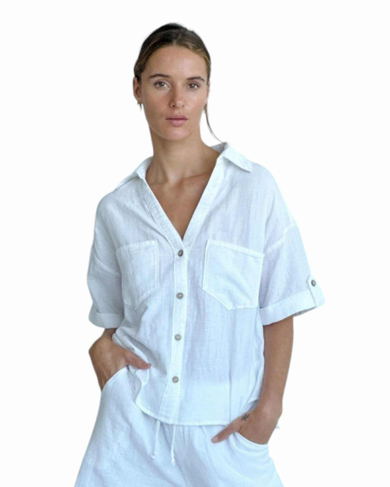 'Ronnie' Cotton Top - White