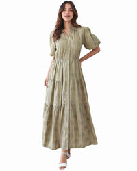 'Carrie' Maxi Palm Dress - Sage