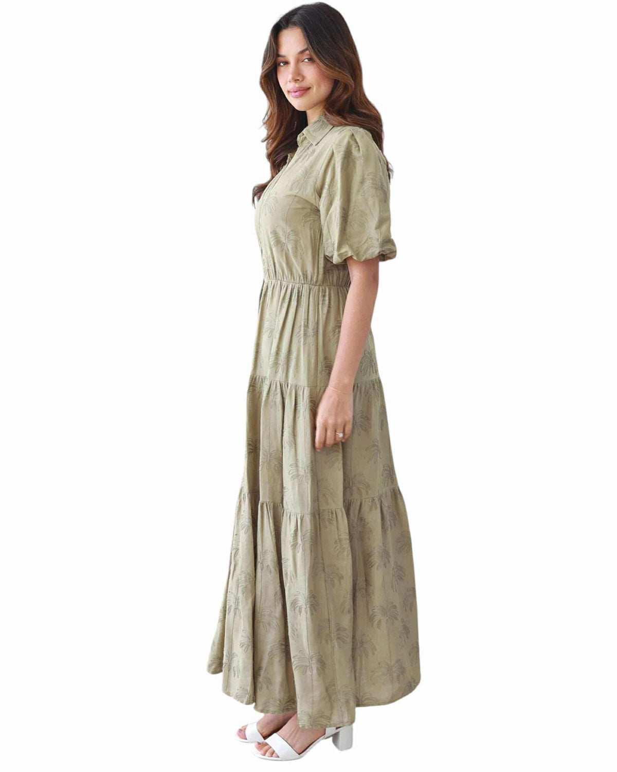 'Carrie' Maxi Palm Dress - Sage