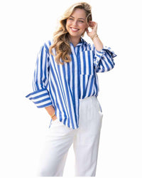 'Annabelle' Bold Stripe Shirt - Blue