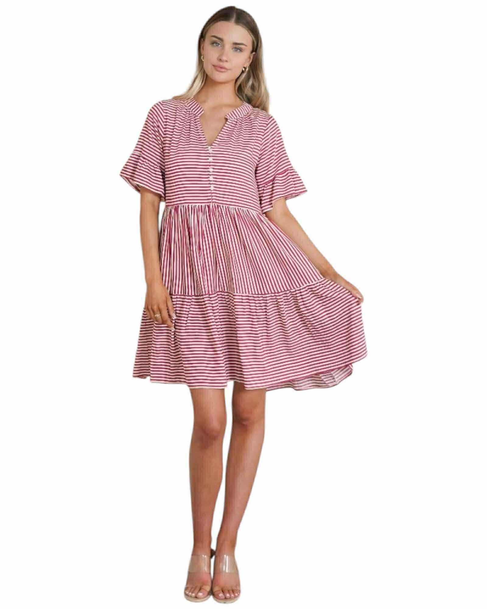 'Dasher' Stripe Dress - Red