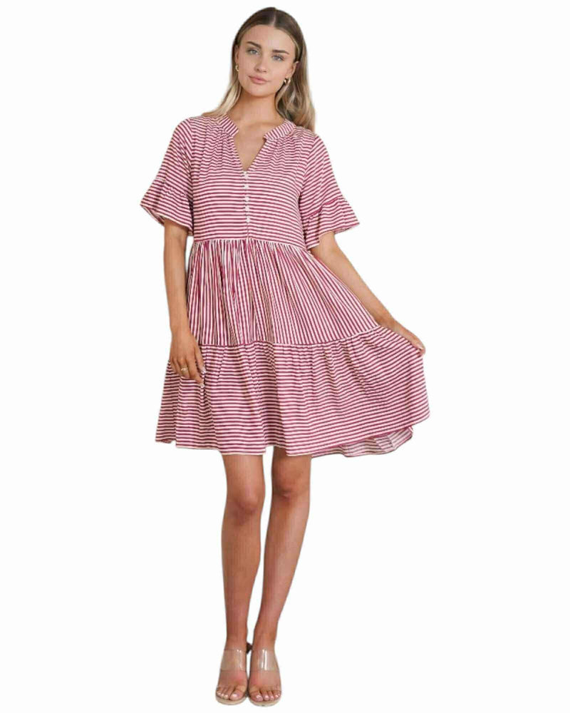 'Dasher' Stripe Dress - Red