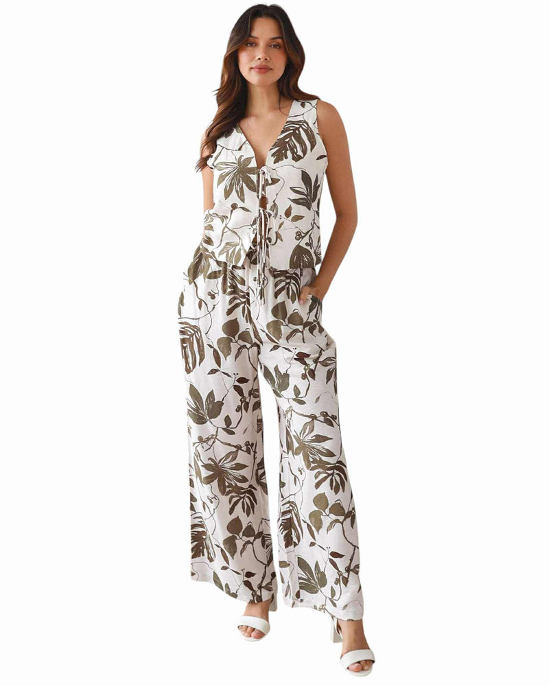 'Claudia' Botanical Pant Set