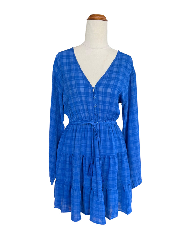 'Sal' Longsleeve Mini Dress - Cobalt