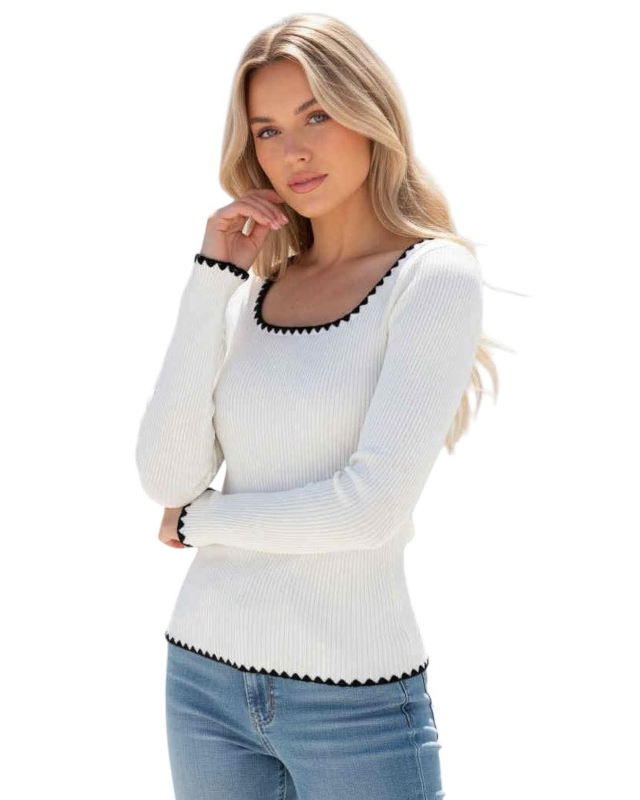 'Penny' Knit Top - Cream