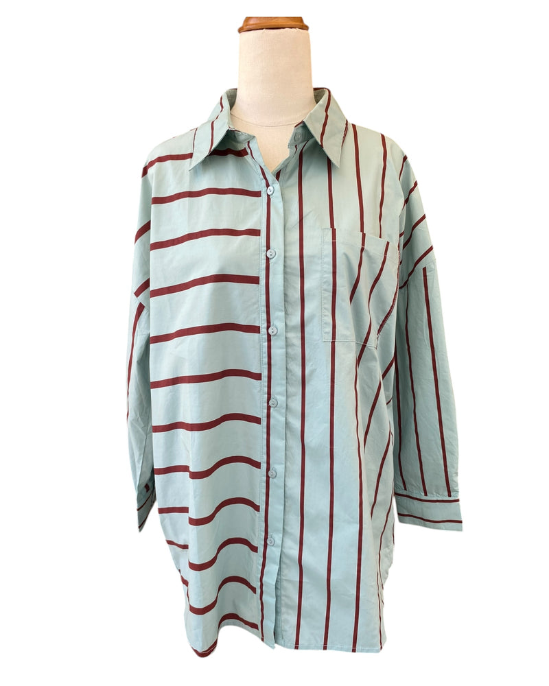 'Laini' Stripe Top - Aqua