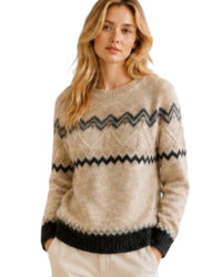 'Brooke' Aztec Knit - Beige